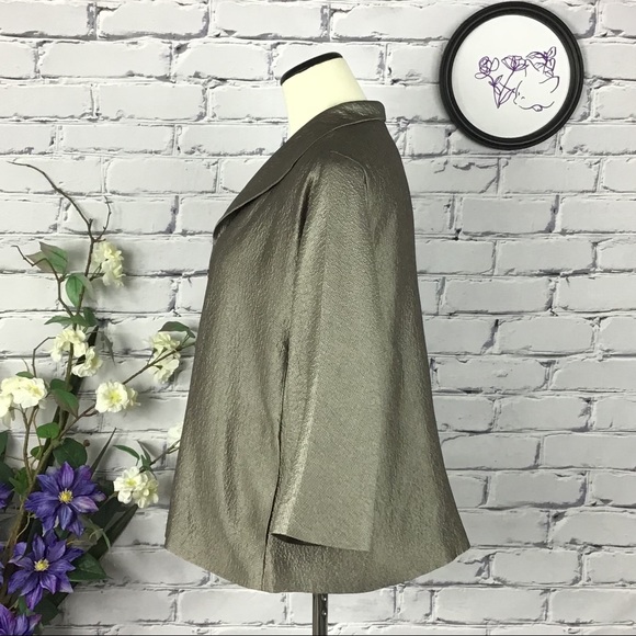 Eileen Fisher Hammered Silk Satin Blazer Jacket - Picture 4 of 6